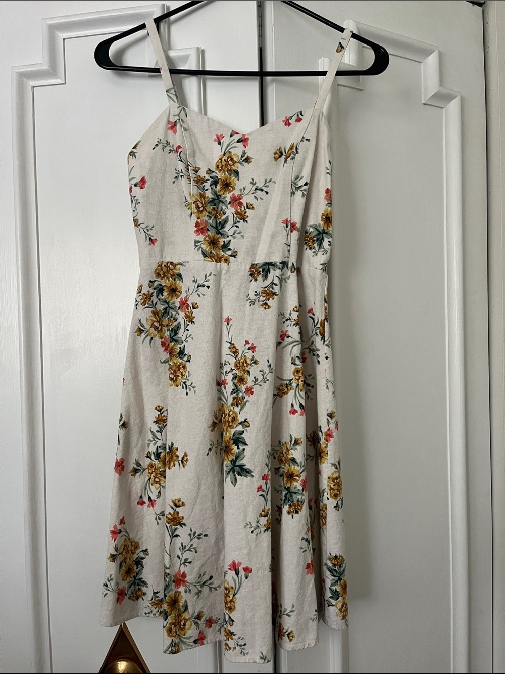 Old Navy Cream Floral Spaghetti-Strap Mini Dress with Yellow & Green Blooms
